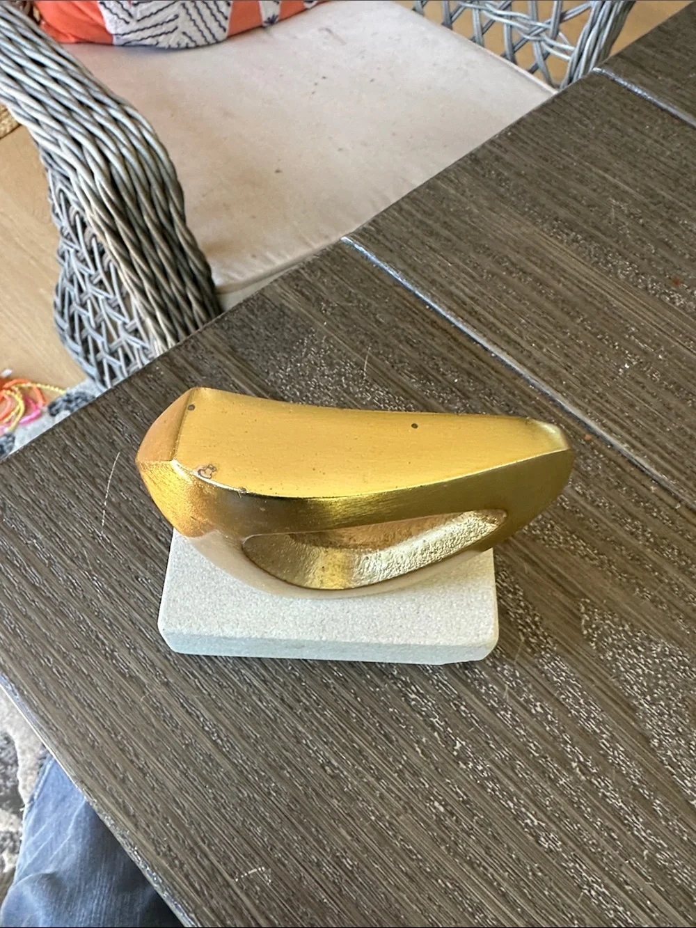 West Elm Mini Gold oval stature on marble 4x4 collectible